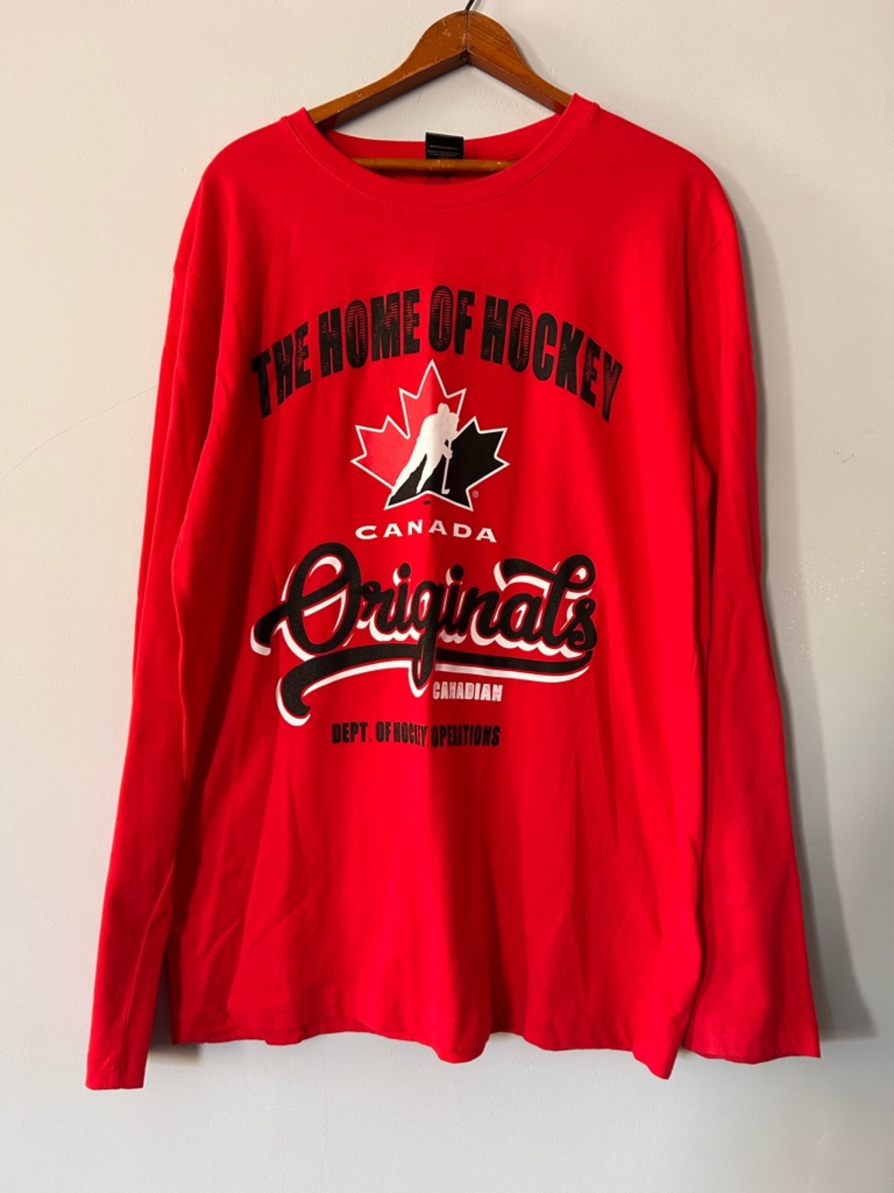 Sogo Canada Home Of Hockey Long‎ Sleeve T Shirt Red Size Medium